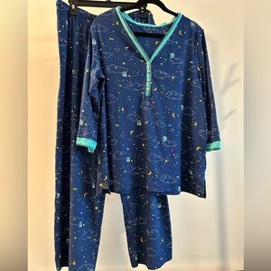 Cuddl Duds Women’s Blue Celestial Pajama Set L